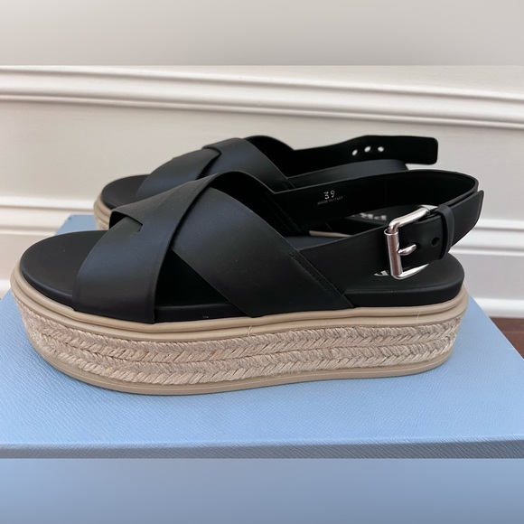 PRADA flat form espadrilles Cazature Donna Vitello Soft 12 sz 39 - Picture 5 of 7